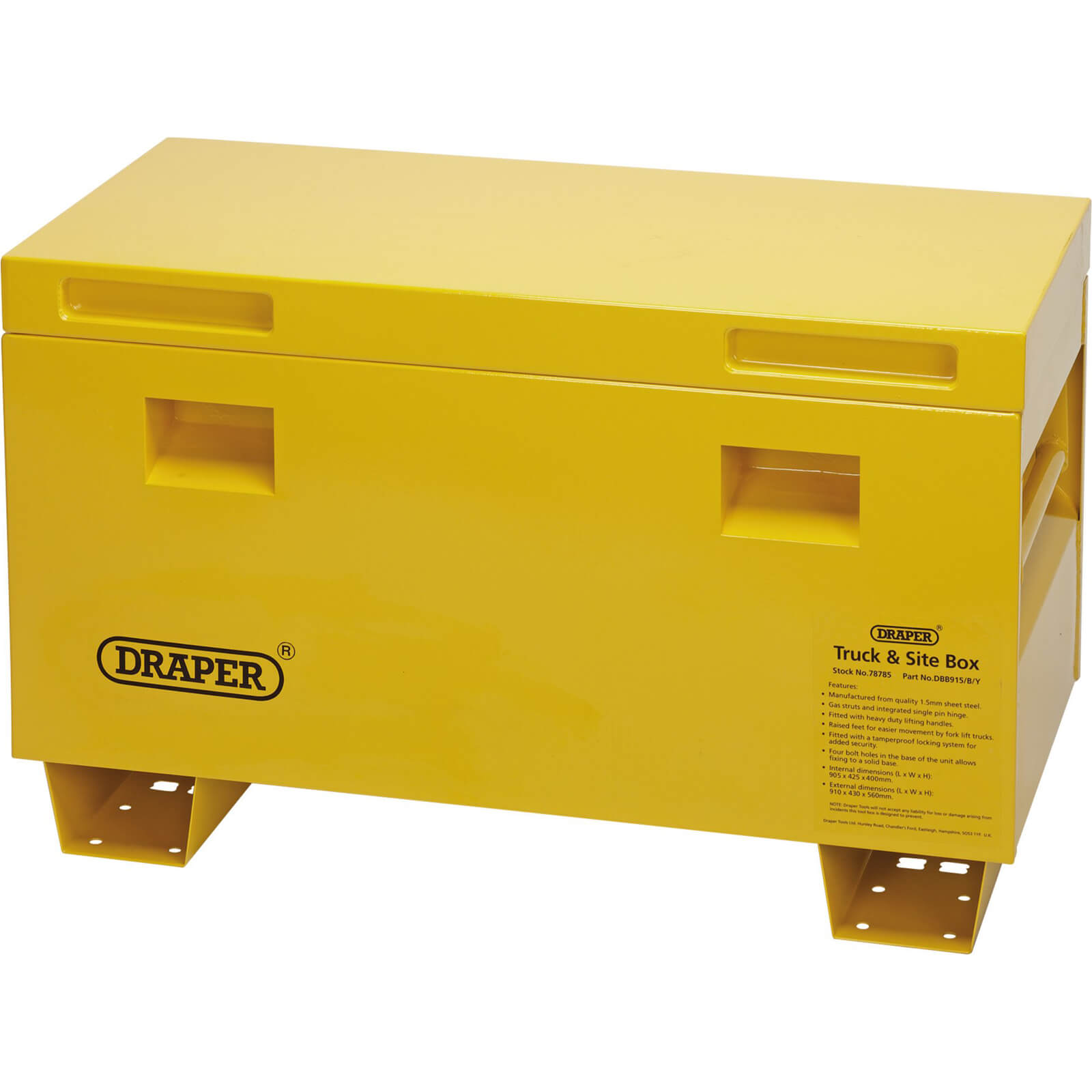 Photo of Draper Contractors Site Storage Box Yellow 1200mm 600mm 600mm