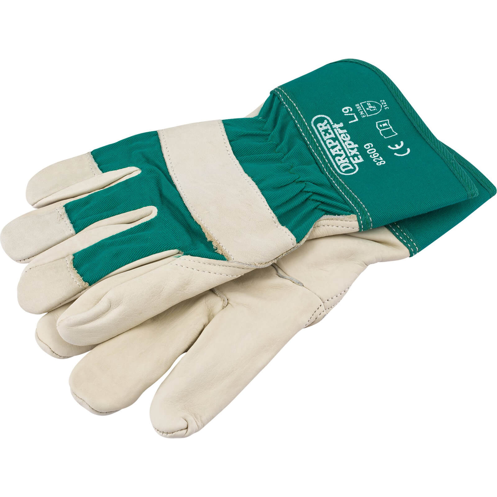 Photo of Draper Expert Fleece Lined Leather Garden Gloves Green L