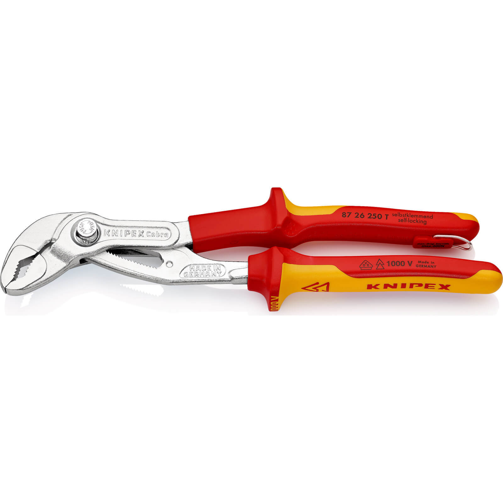 Photo of Knipex 87 26 Vde Insulated Cobra Hightech Tethered Water Pump Pliers 250mm