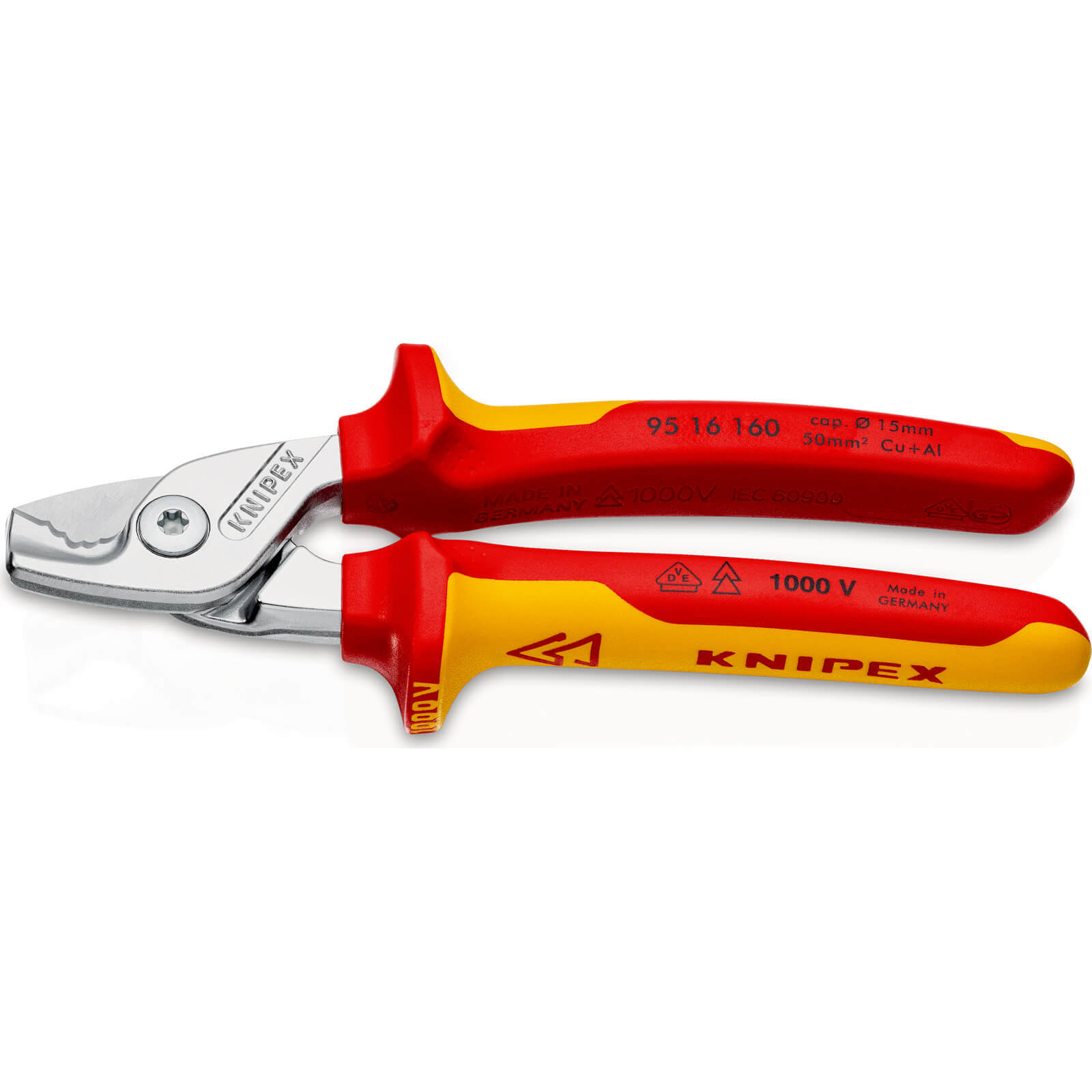 Photo of Knipex 95 16 Vde Insulated Stepcut Cable Shears 160mm