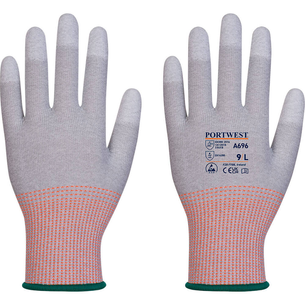 Portwest LR13 PU Fingertip Cut Resistant ESD Gloves | Work Gloves