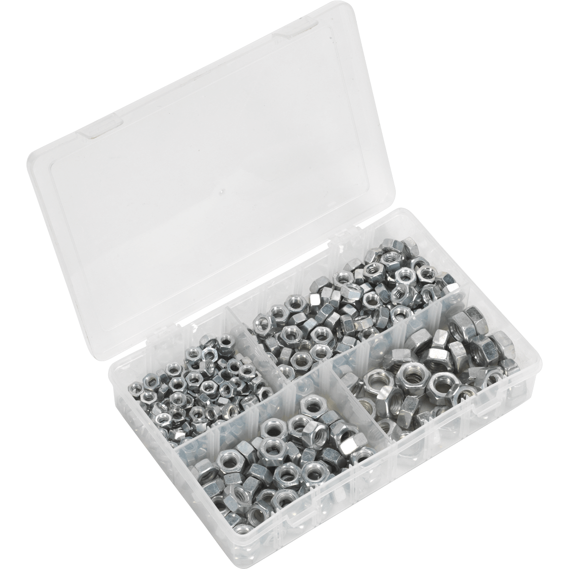 Slide Sealey 320 Piece Steel Hex Nuts Assortment Imperial UNC