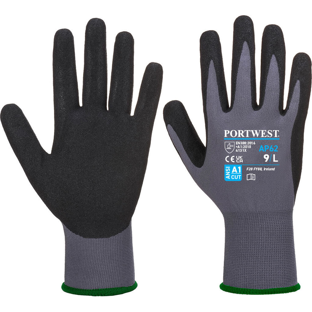 Photo of Portwest Dermiflex Aqua Water Repellent Gloves Grey/ Black L