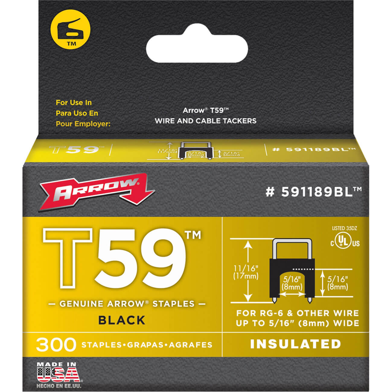Photo of Arrow T59 Insulated Wide Staples 8mm Black Pack Of 300