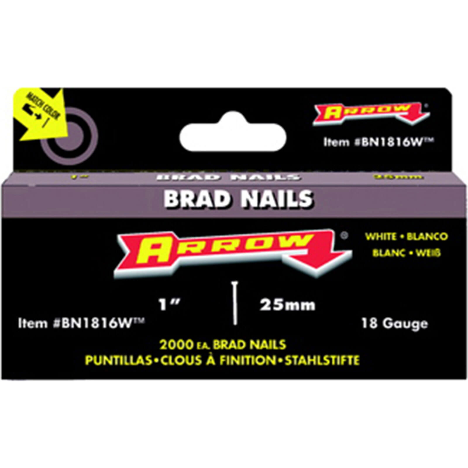 Photo of Arrow White Head 18 Gauge Brad Nails 25mm Pack Of 2000