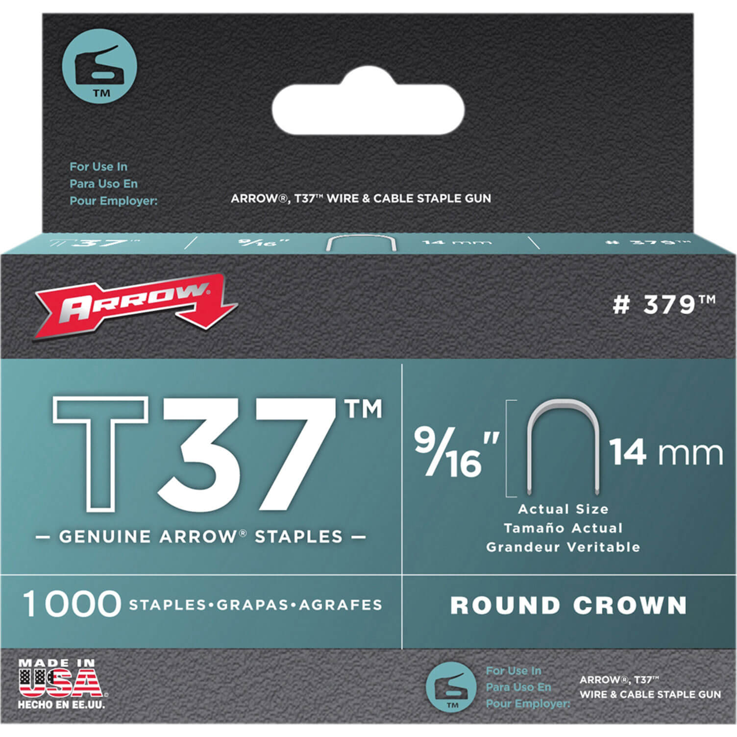 Photo of Arrow T37 Round Crown Staples 14mm Pack Of 1000