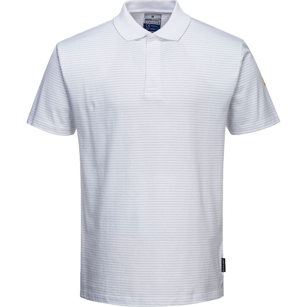 Photo of Portwest Mens Anti Static Esd Polo Shirt White Xl