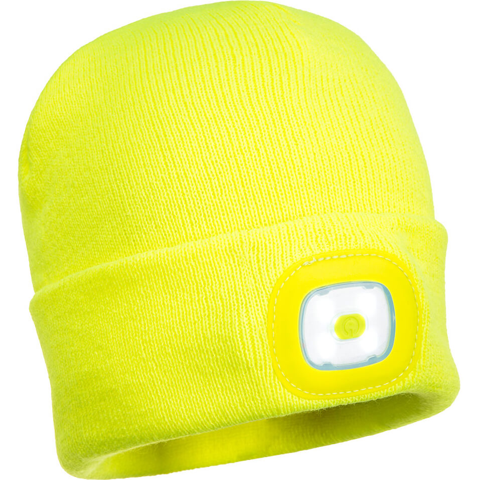 Photo of Beanie Hat With Rechargeable Twin Led Head Light Yellow
