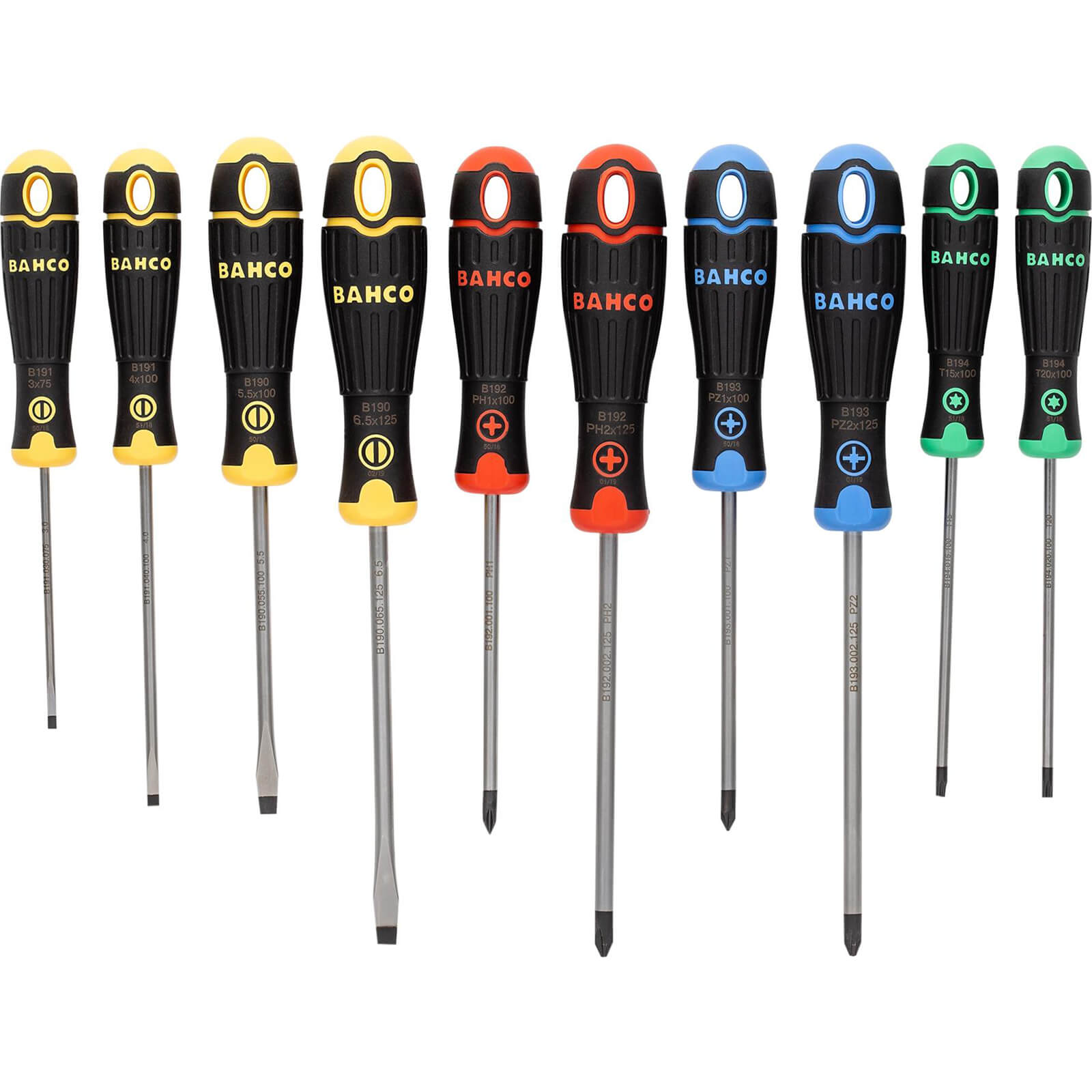 Photo of Bahco Bahcofit 10 Piece Colour Coded Screwdriver Set