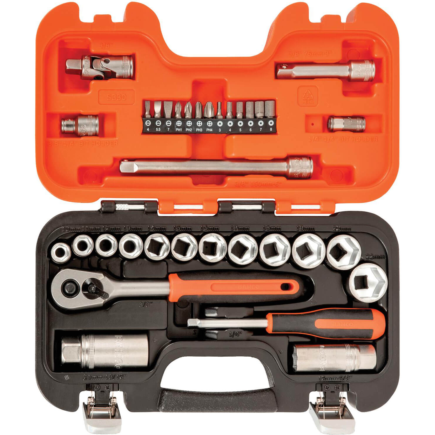 Photo of Bahco S330 34 Piece 1/4in And 3/8in Drive Socket Set Combination