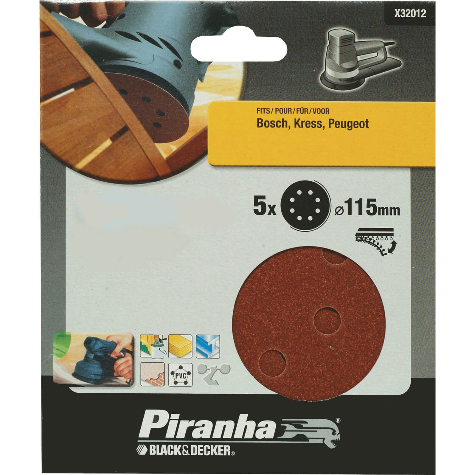 Photo of Black And Decker Piranha Quick Fit Ros Sanding Discs 115mm 115mm 240g Pack Of 5