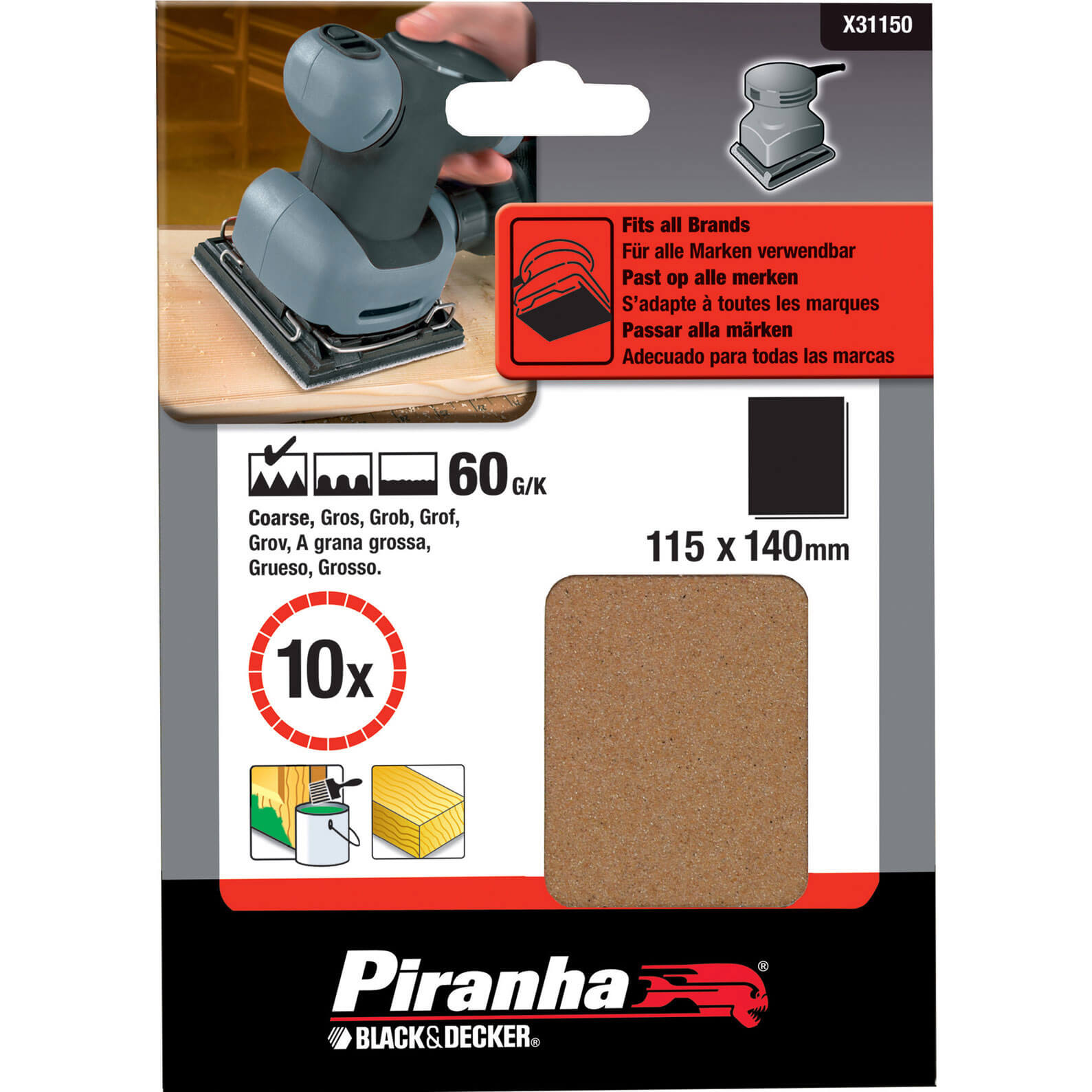 Photo of Black And Decker Piranha 1/4 Sanding Sheets 60g Pack Of 10