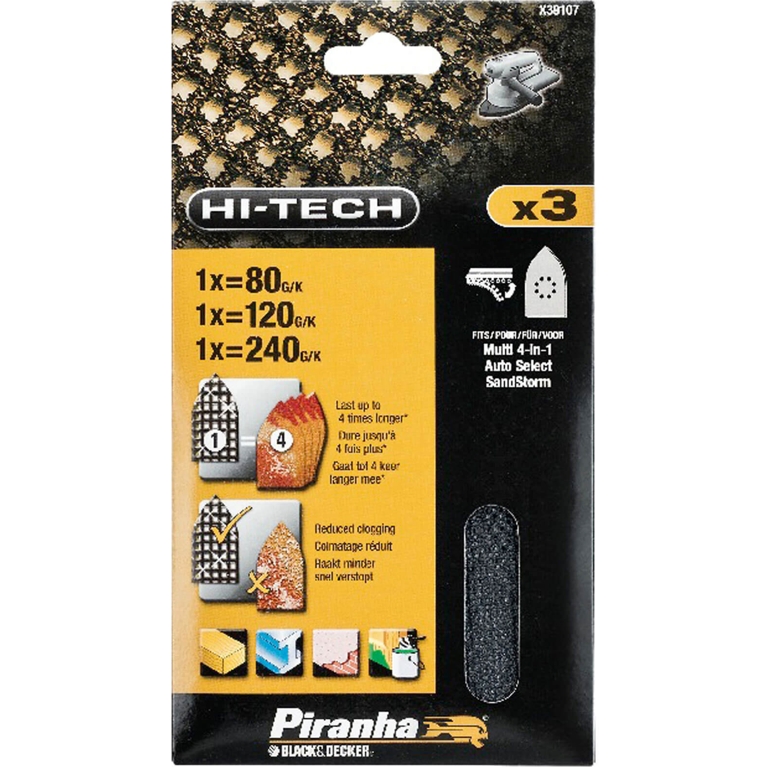 Photo of Black And Decker Piranha Hi Tech Quick Fit Multi Sander Delta Sanding Sheets 80g Pack Of 3