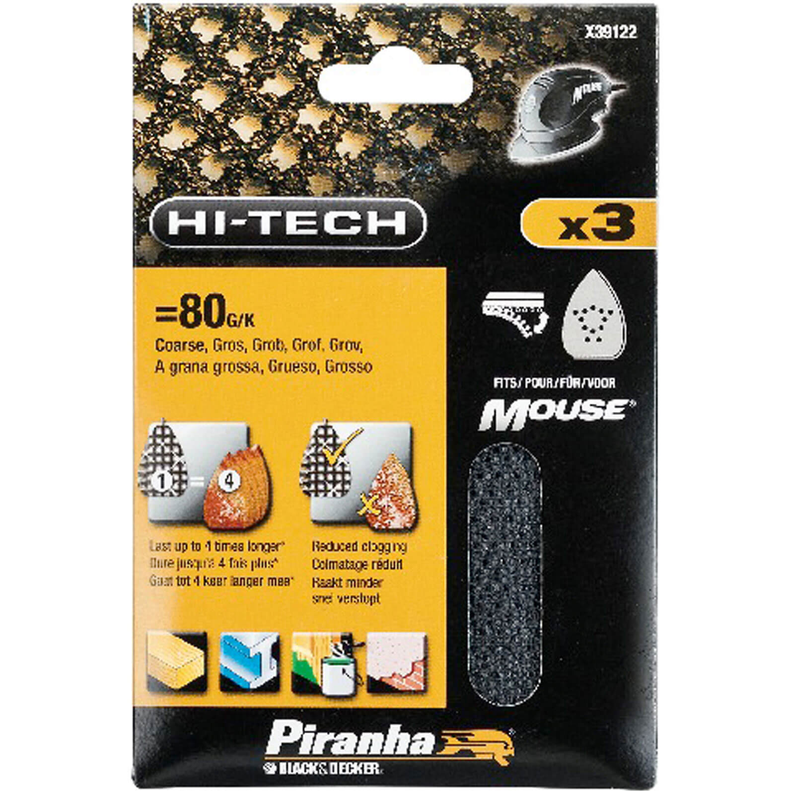 Photo of Black And Decker Piranha Hi Tech Quick Fit Mesh Mouse Sanding Sheets 80g Pack Of 3