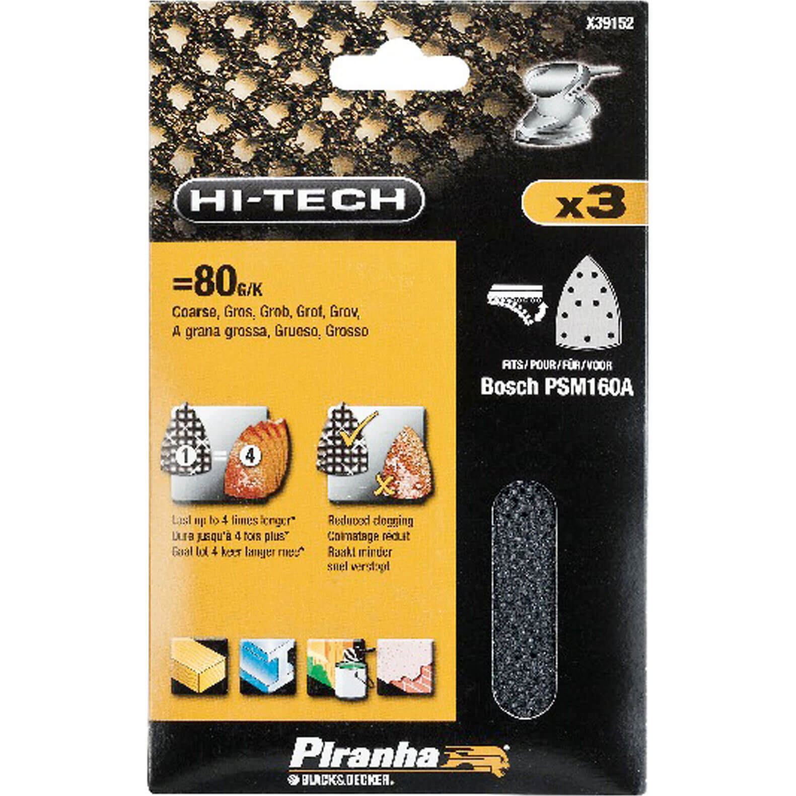 Photo of Black And Decker Piranha Hi Tech Quick Fit Multi Sander Delta Sanding Sheets 120g Pack Of 3