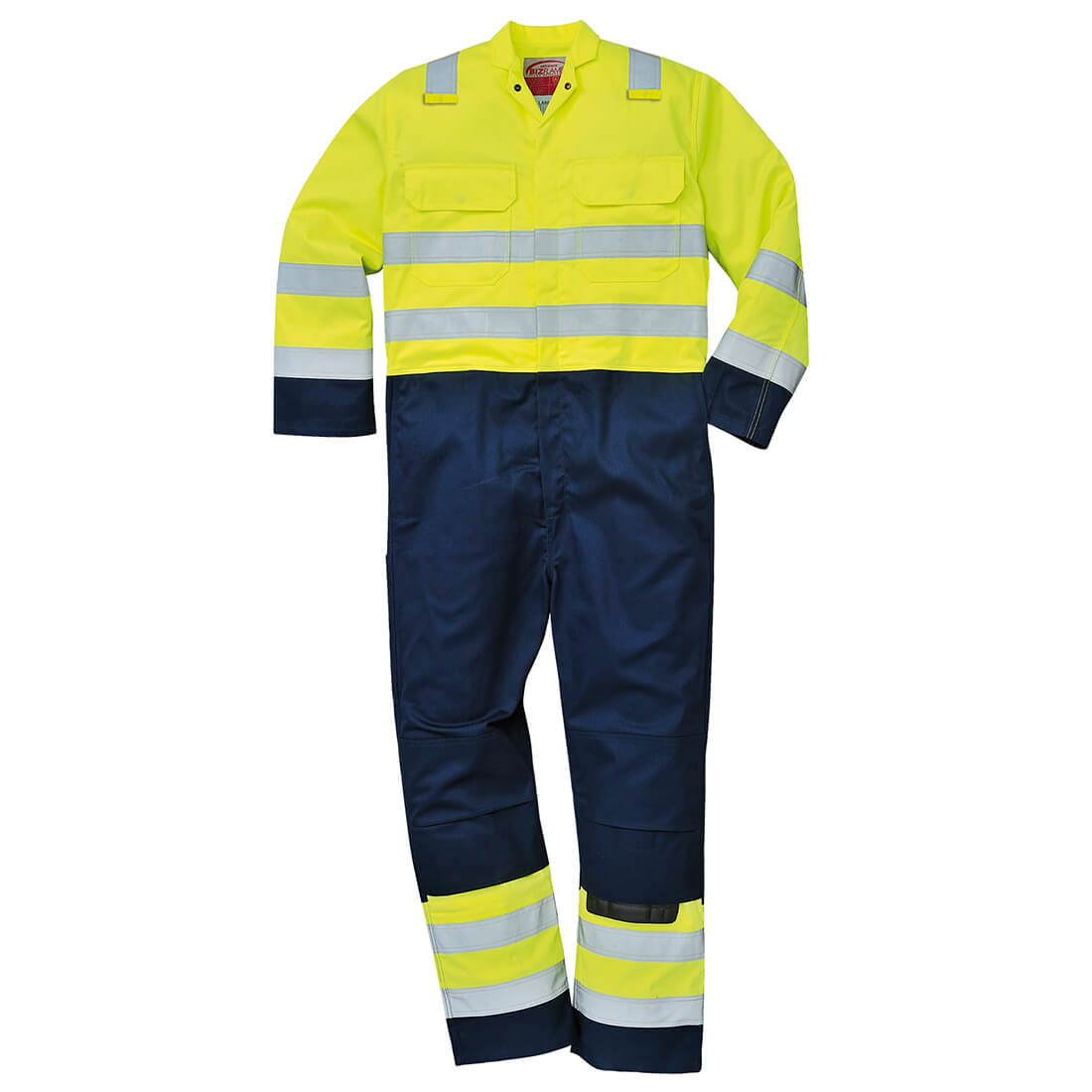 Photo of Biz Flame Pro Flame Resistant Hi Vis Coverall Yellow / Navy L