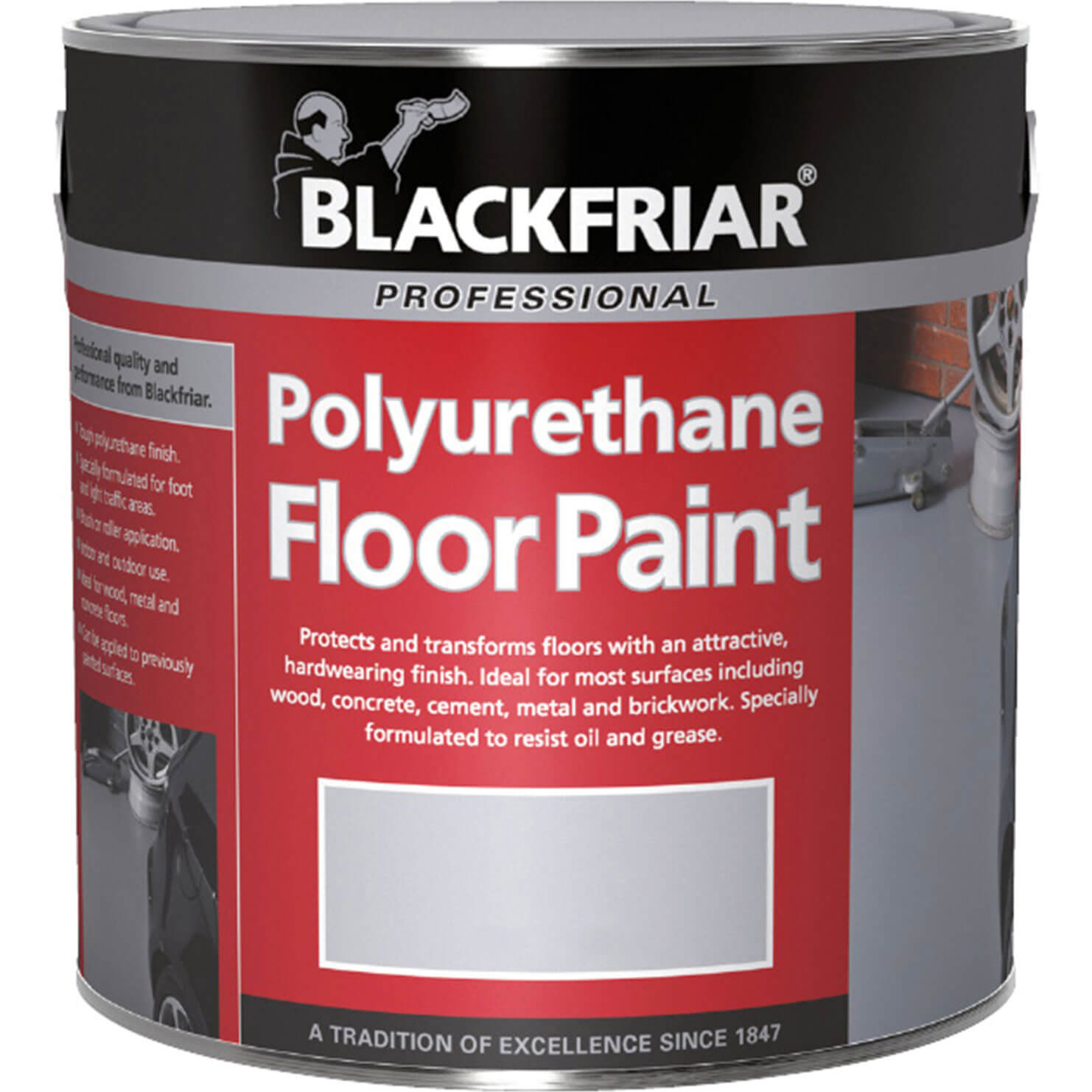 Photo of Blackfriar Professional Polyurethane Floor Paint Tile Red 1l