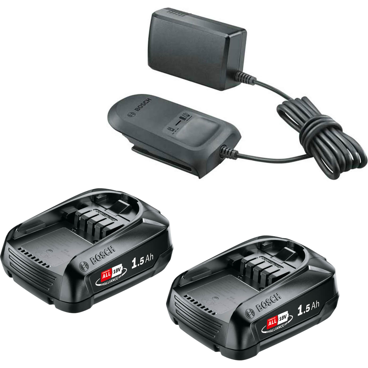 Photo of Bosch Genuine Power4all 18v Cordless Li-ion Twin Battery 1.5ah And Charger Set 1.5ah