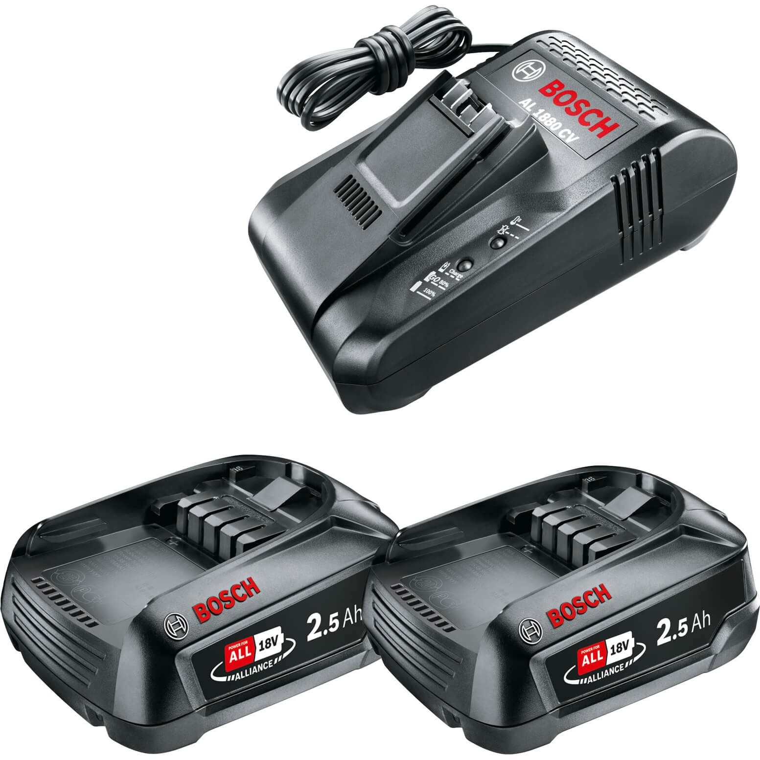 Photo of Bosch Genuine Power4all 18v Cordless Li-ion Twin Battery 2.5ah And 8a Super Fast Charger Set 2.5ah
