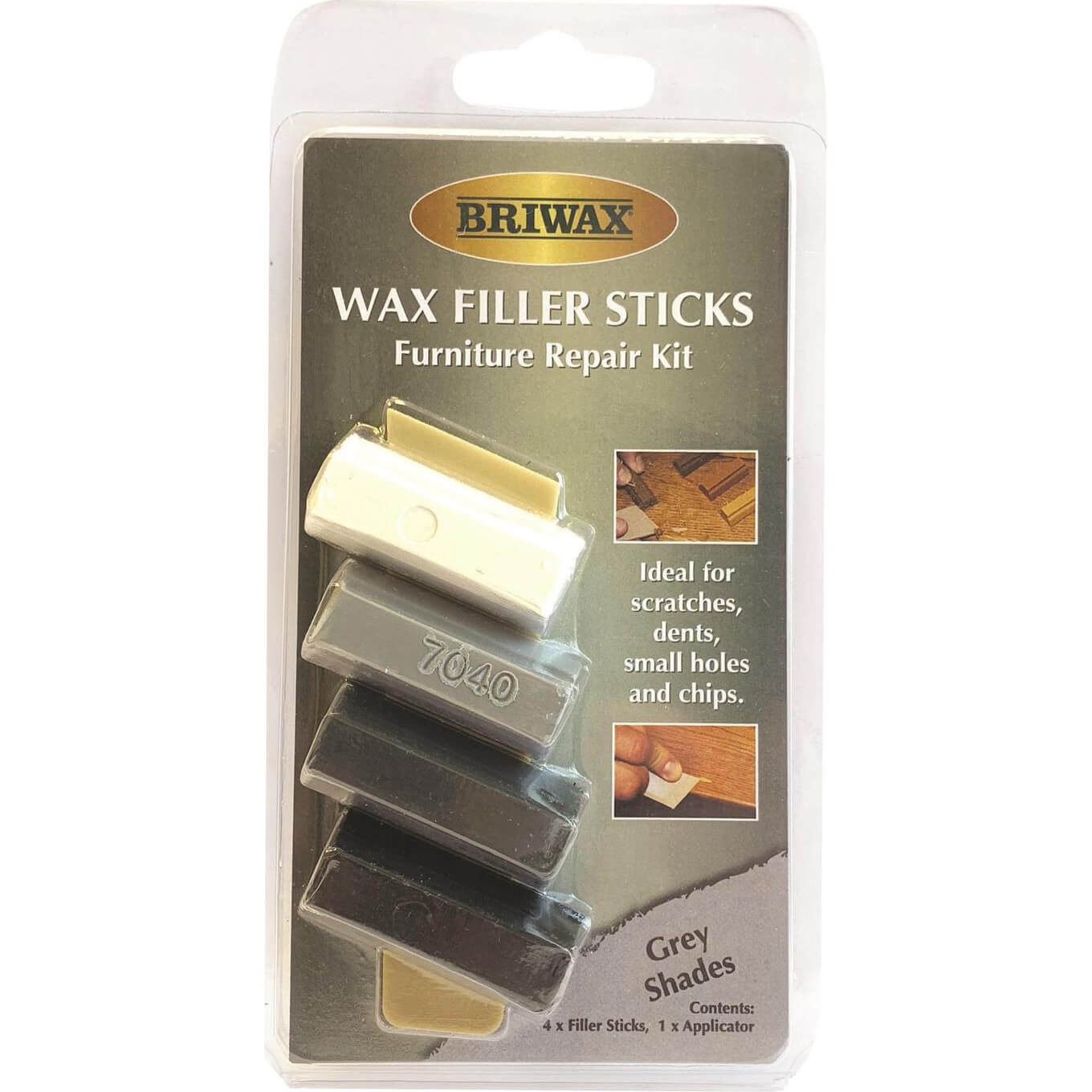 Photo of Briwax Wax Filler Sticks Furniture Repair Kit Grey