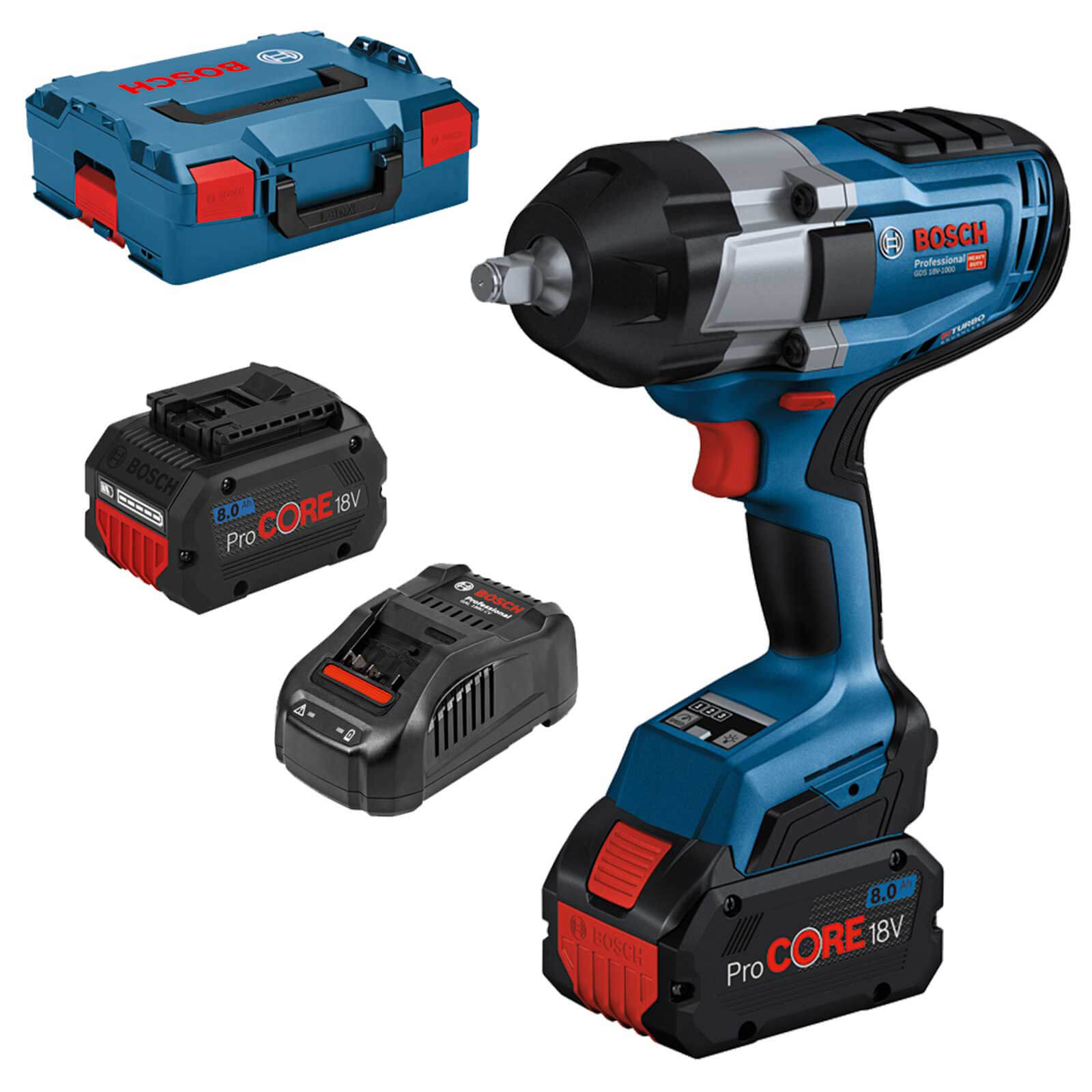 Photo of Bosch Gds 18v-1000 Biturbo 18v Cordless Brushless High Torque ½” Drive Impact Wrench 2 X 8ah Li-ion Charger Case