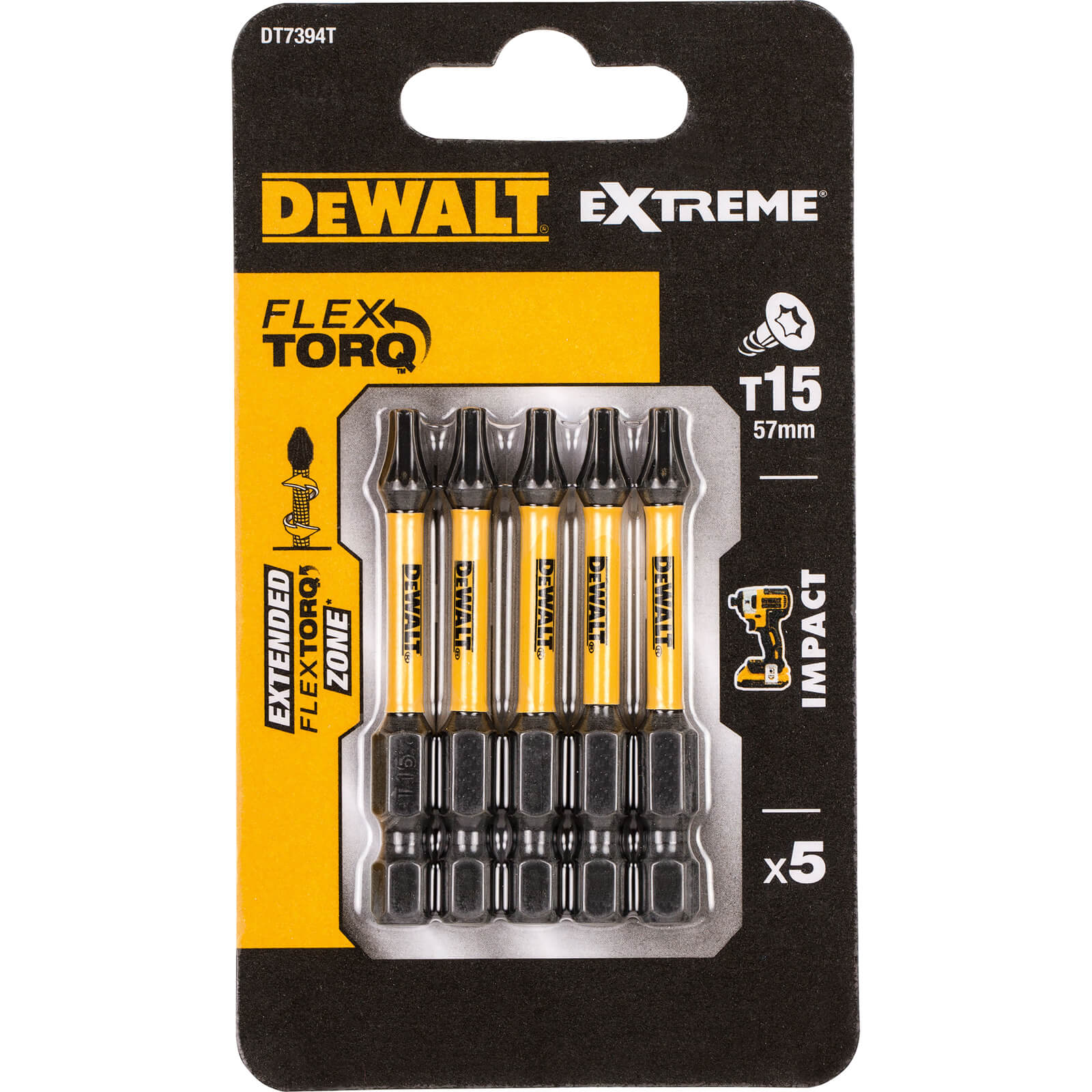 Photo of Dewalt Torx Extreme Impact Torsion Screwdriver Bit T15 50mm Pack Of 5