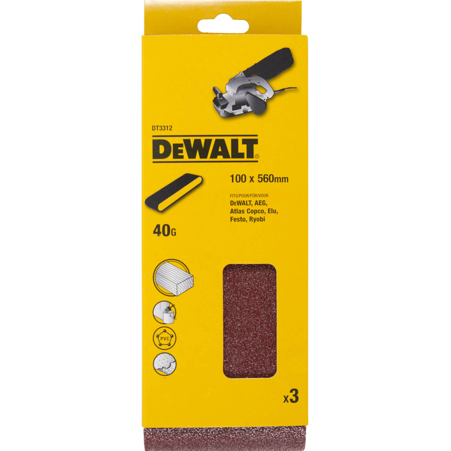 Photo of Dewalt 100 X 560mm Multi Purpose Sanding Belts 100mm X 560mm 40g Pack Of 3