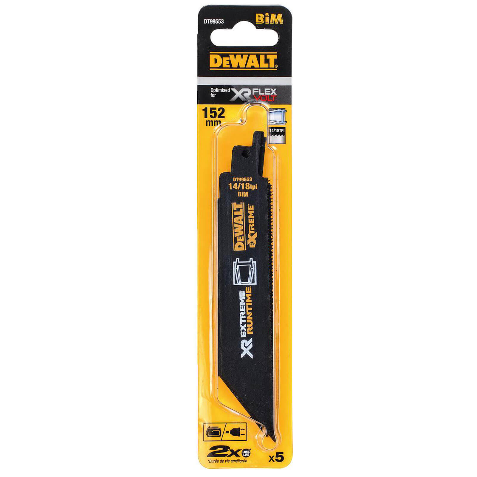 Photo of Dewalt Extreme Runtime Metal Cutting Reciprocating Saw Blade 150mm Pack Of 5