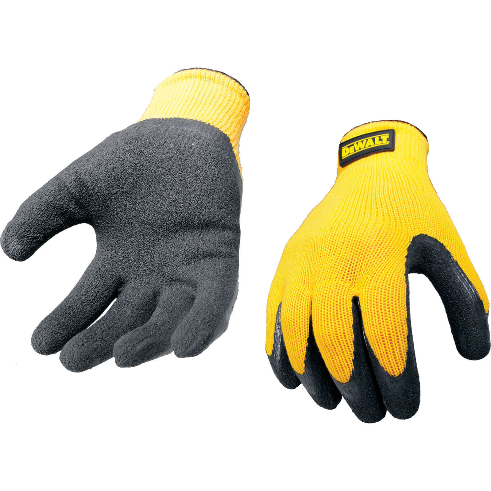 Photo of Dewalt Yellow Knit Back Latex Gloves L
