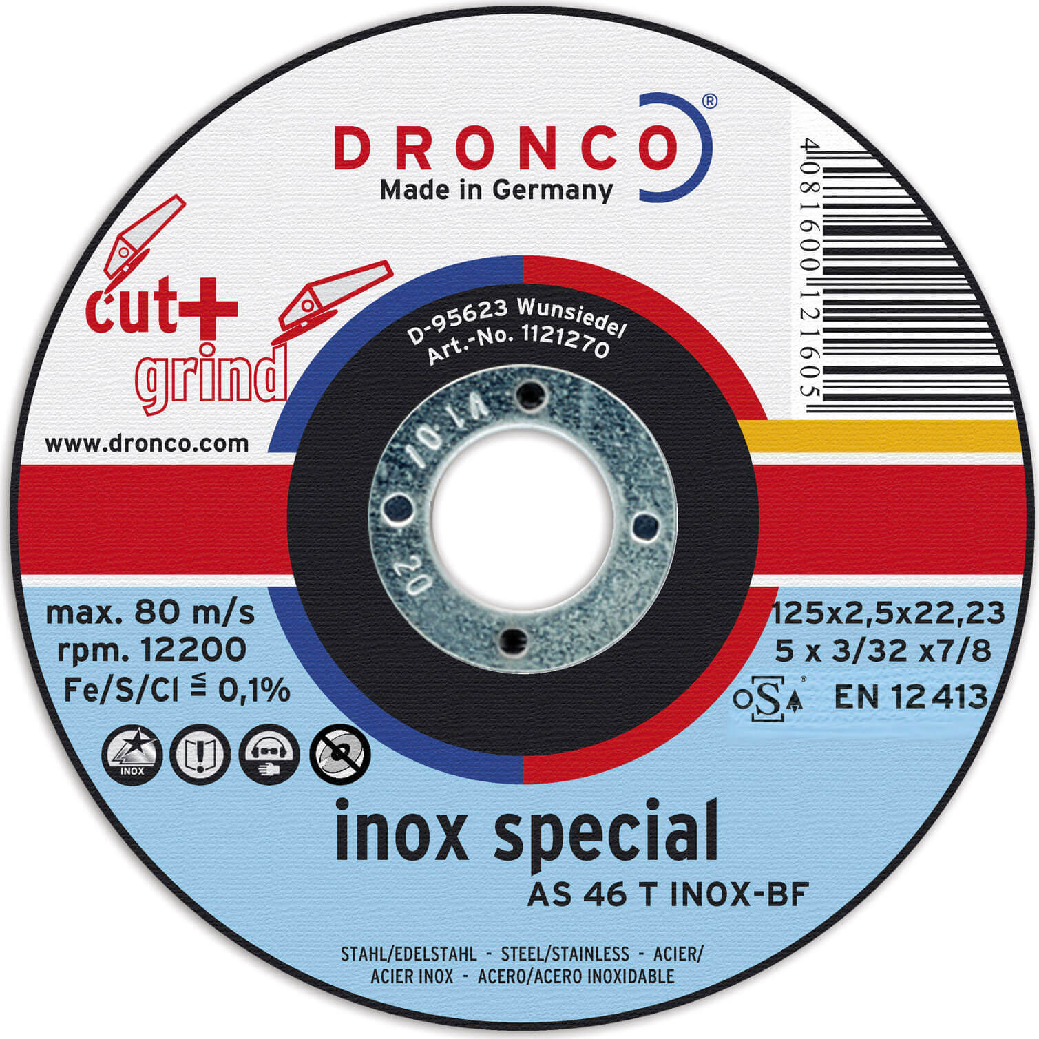Photo of Dronco As 46 T Inox Thin Stainless Steel Cutting Disc 125mm Pack Of 1