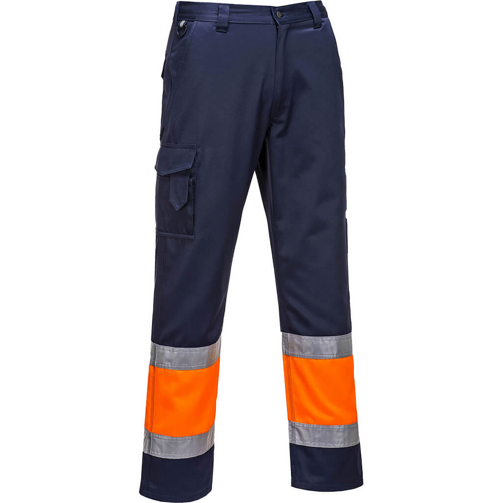 Photo of Portwest Hi Vis Two Tone Combat Trousers Orange / Navy Small 32