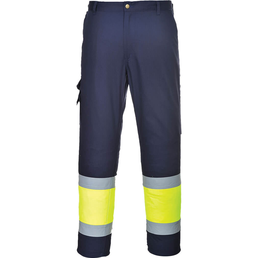 Photo of Portwest Hi Vis Two Tone Combat Trousers Yellow / Navy Large 32