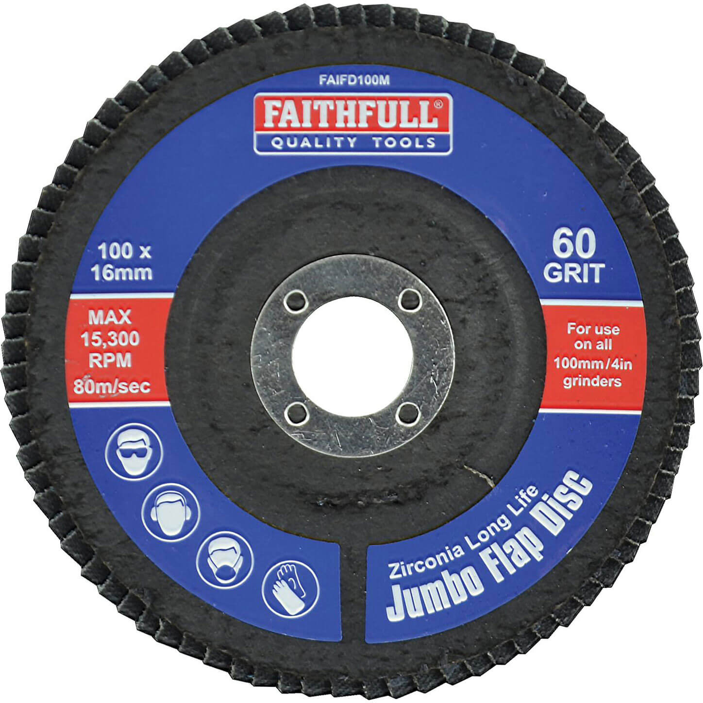 Photo of Faithfull Zirconium Abrasive Flap Disc 100mm Medium
