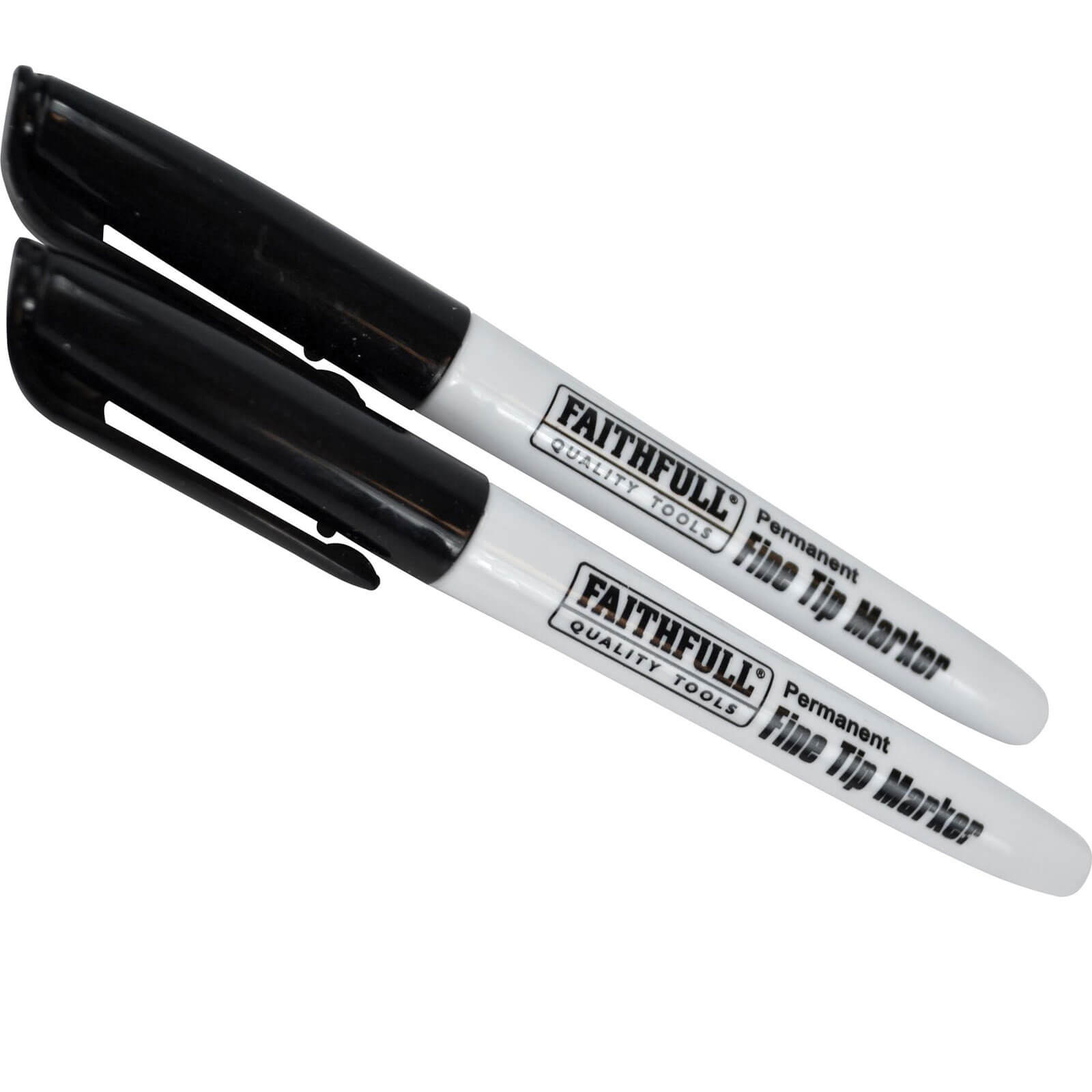 Photo of Faithfull Fine Tip Permanent Marker Pen Black Pack Of 2