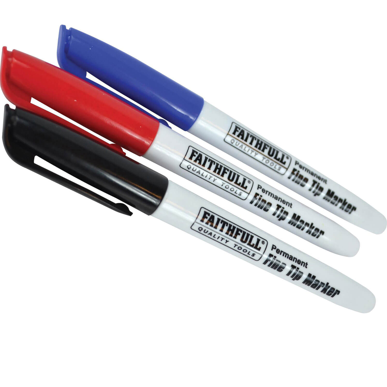 Photo of Faithfull Fine Tip Permanent Marker Pen Assorted Pack Of 3