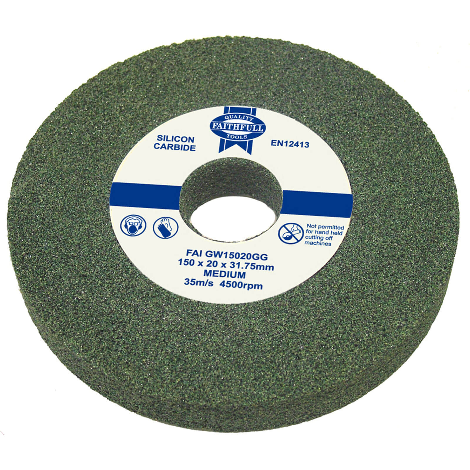 Photo of Faithfull Green Silicone Carbide Grinding Wheel 150mm 16mm Fine