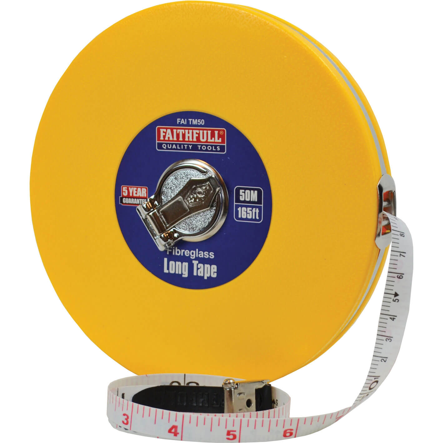Photo of Faithfull Closed Abs Fibreglass Long Tape Measure Imperial & Metric 165ft / 50m 13mm