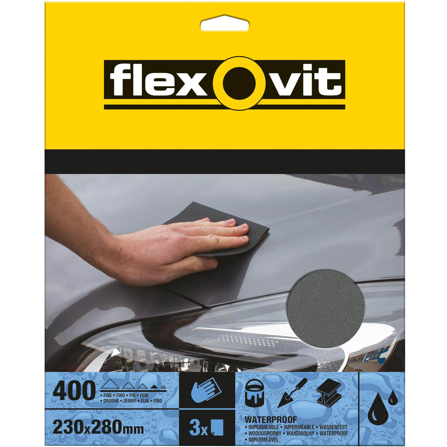 Photo of Flexovit Waterproof Sandpaper Fine Pack Of 3