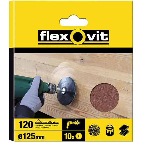 Photo of Flexovit Drill Mount Sanding Discs 125mm 80g Pack Of 10