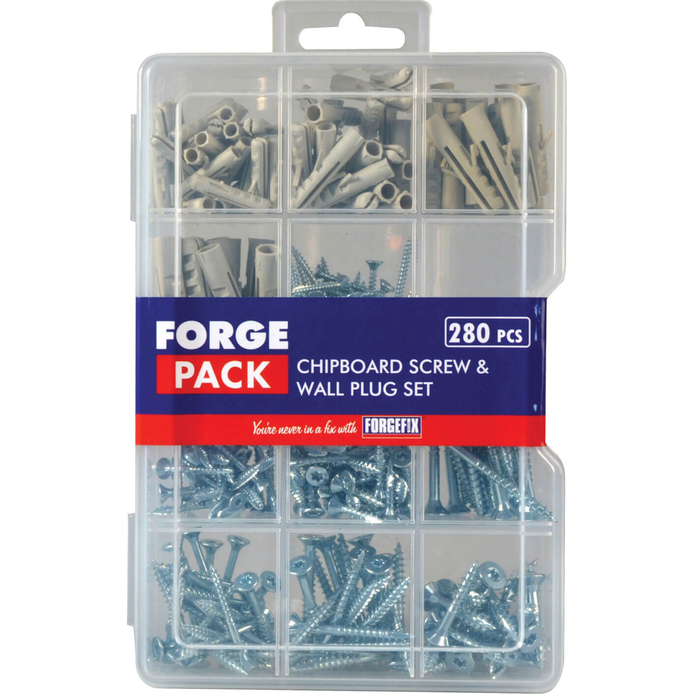 Photo of Forgefix Forge Pack 280 Piece Chipboard Screw And Wall Plug Kit