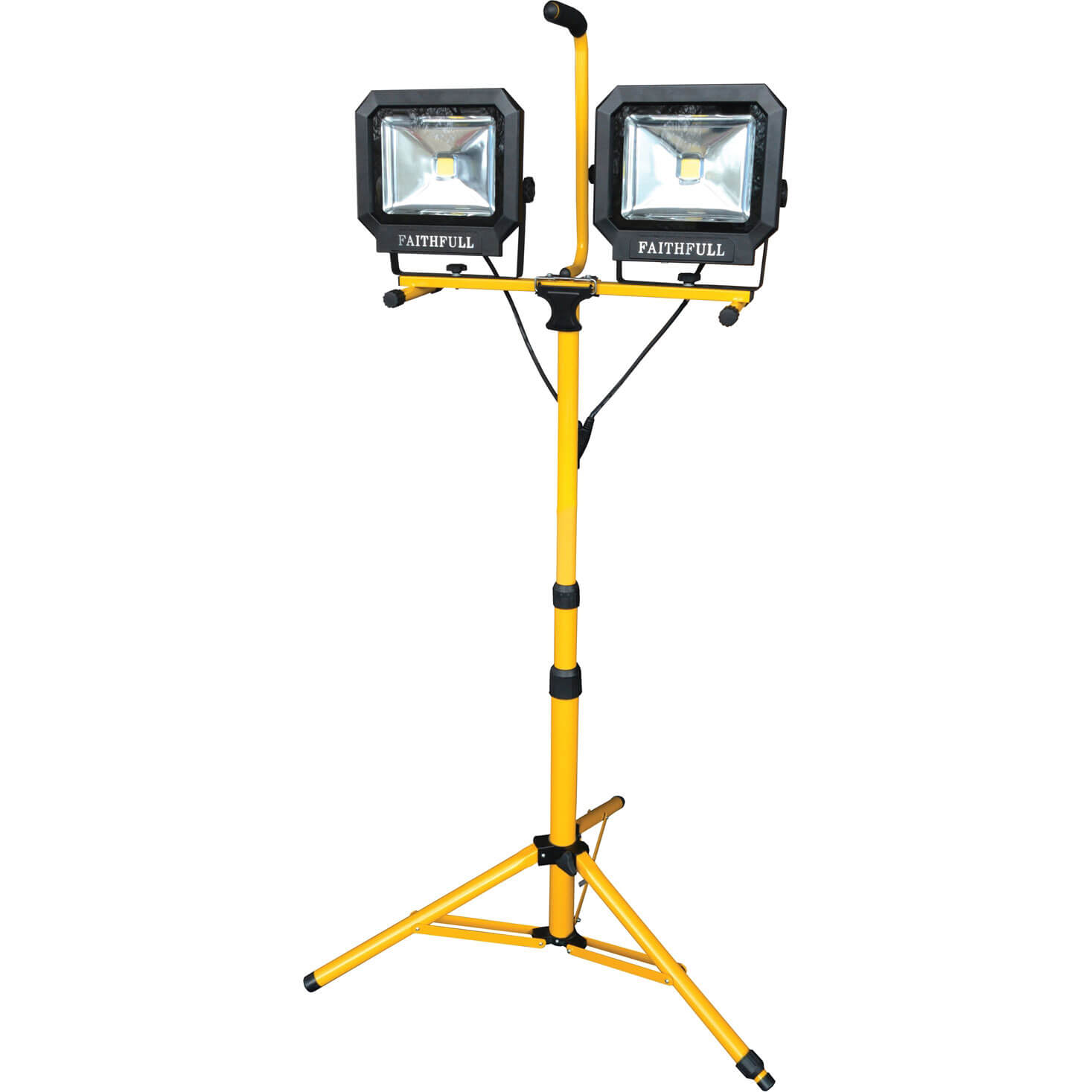 Faithfull Twin COB LED Site Work Lights Adjustable Tripod 60w 4200