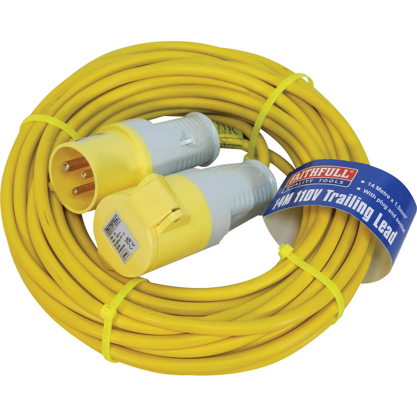 Photo of Faithfull Extension Trailing Lead 16 Amp Yellow Cable 110v 14m