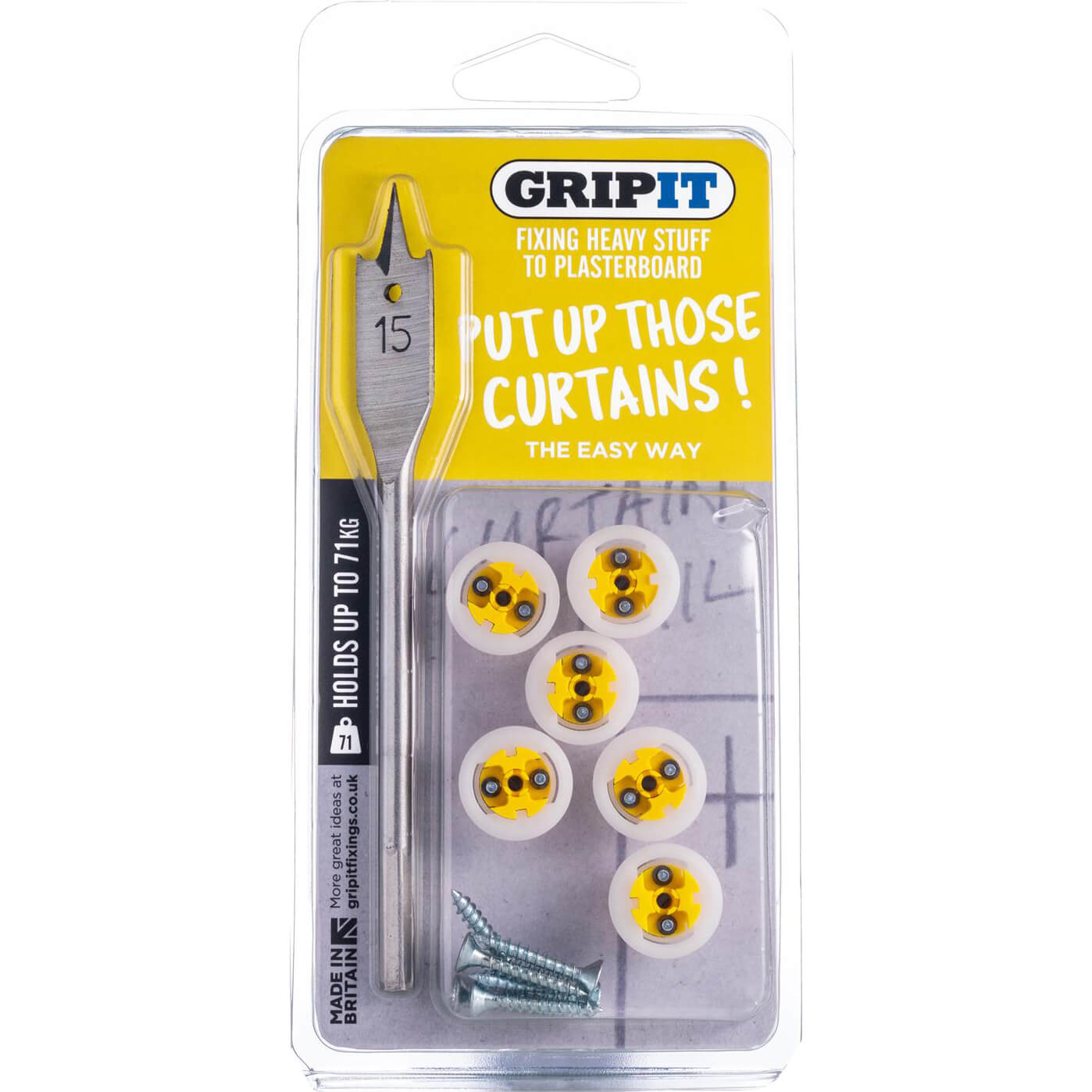 Photo of Gripit Complete Plasterboard Curtain Rail Mounting Kit