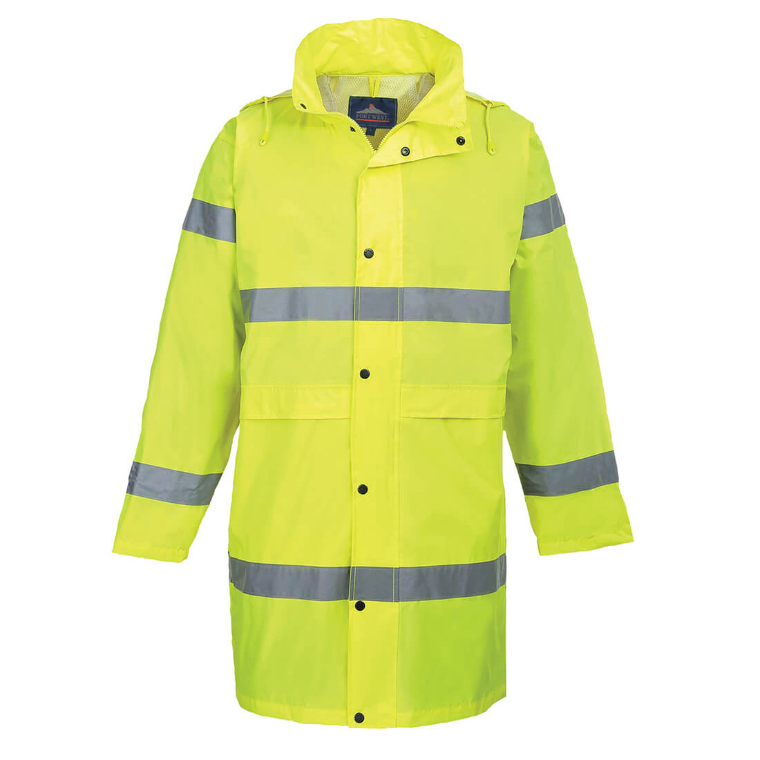 Photo of Portwest Hi Vis Long Rain Coat Yellow L