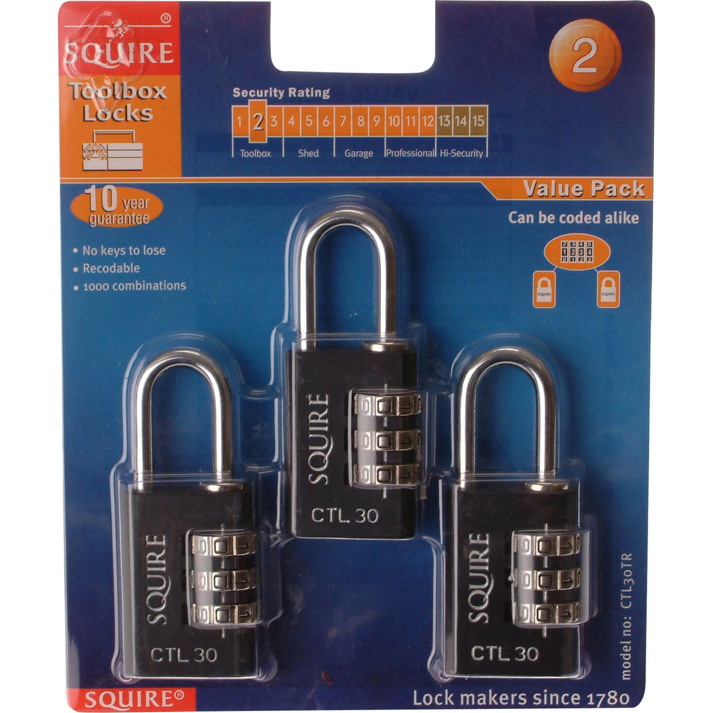 Photo of Henry Squire Combination Padlock Pack Of 3 30mm Standard