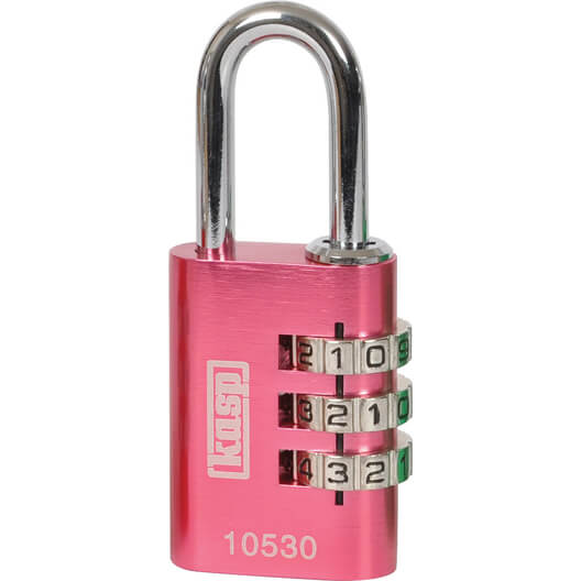 Photo of Kasp Aluminium Combination Coloured Padlock 30mm Pink Standard