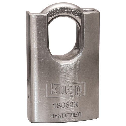 Photo of Kasp 180 Series Chrome Plated Hardened Steel Padlock Closed Shackle 60mm Standard