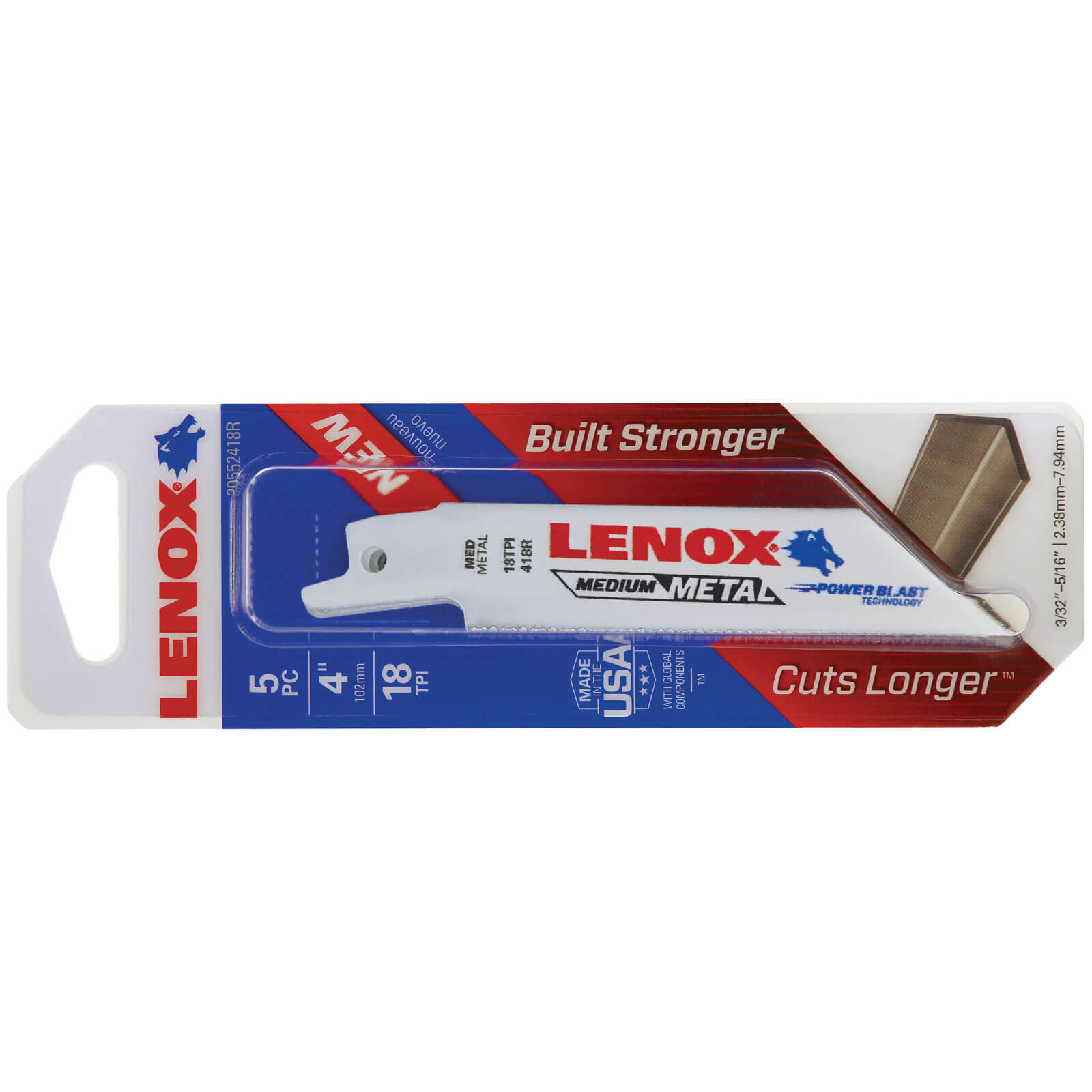 Photo of Lenox 18tpi Medium Metal Cutting Reciprocating Saw Blades 102mm Pack Of 5