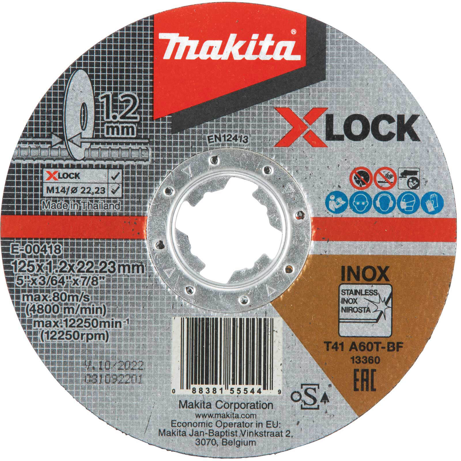 Photo of Makita X Lock A60t Metal Cutting Disc 115mm 1.2mm 22mm