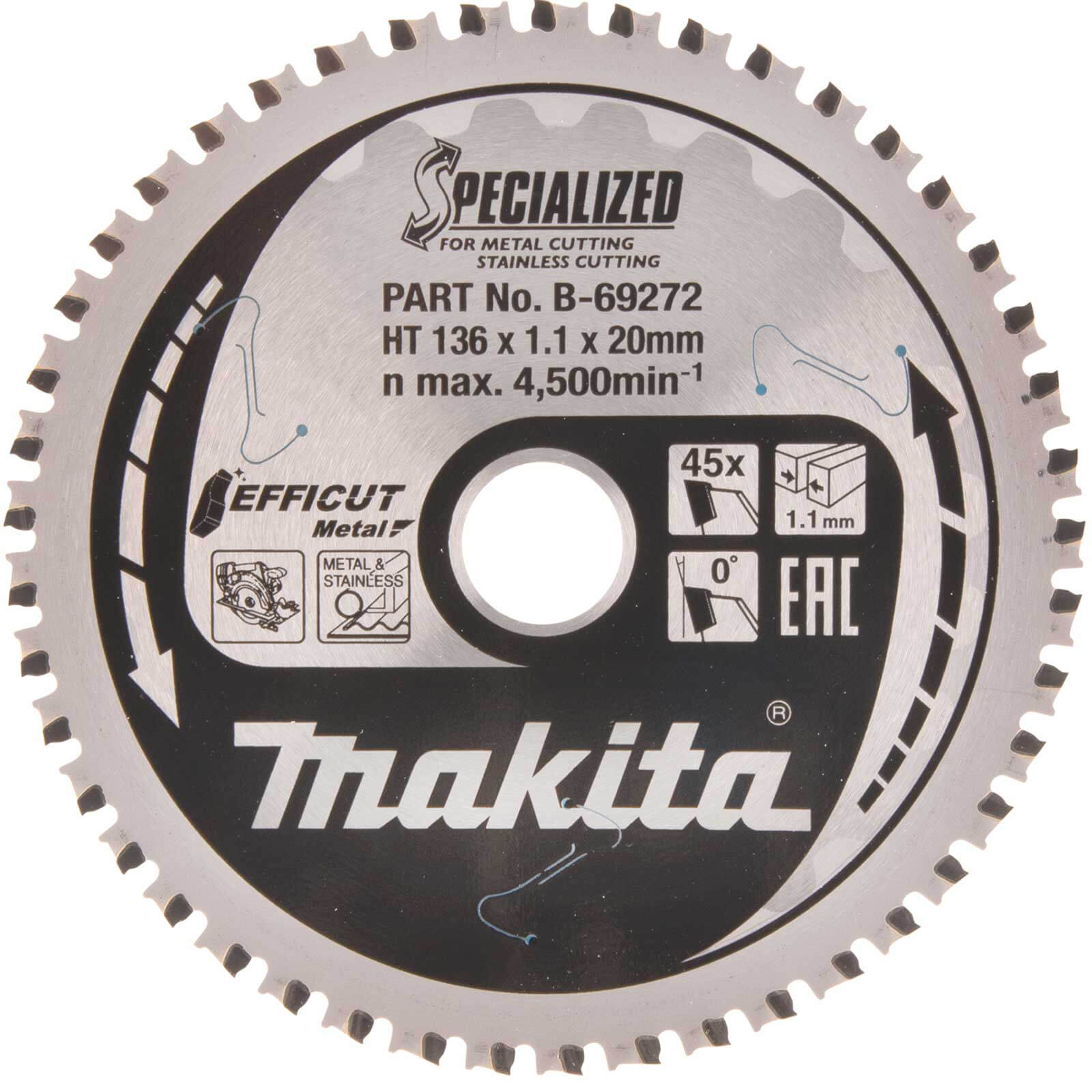 Photo of Makita Specialized Efficut Stainless Circular Saw Blade 136mm 45t 20mm